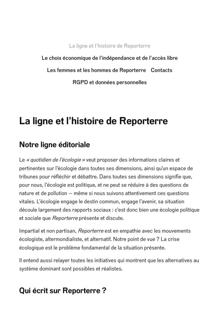 La ligne et l’histoire de Reporterre