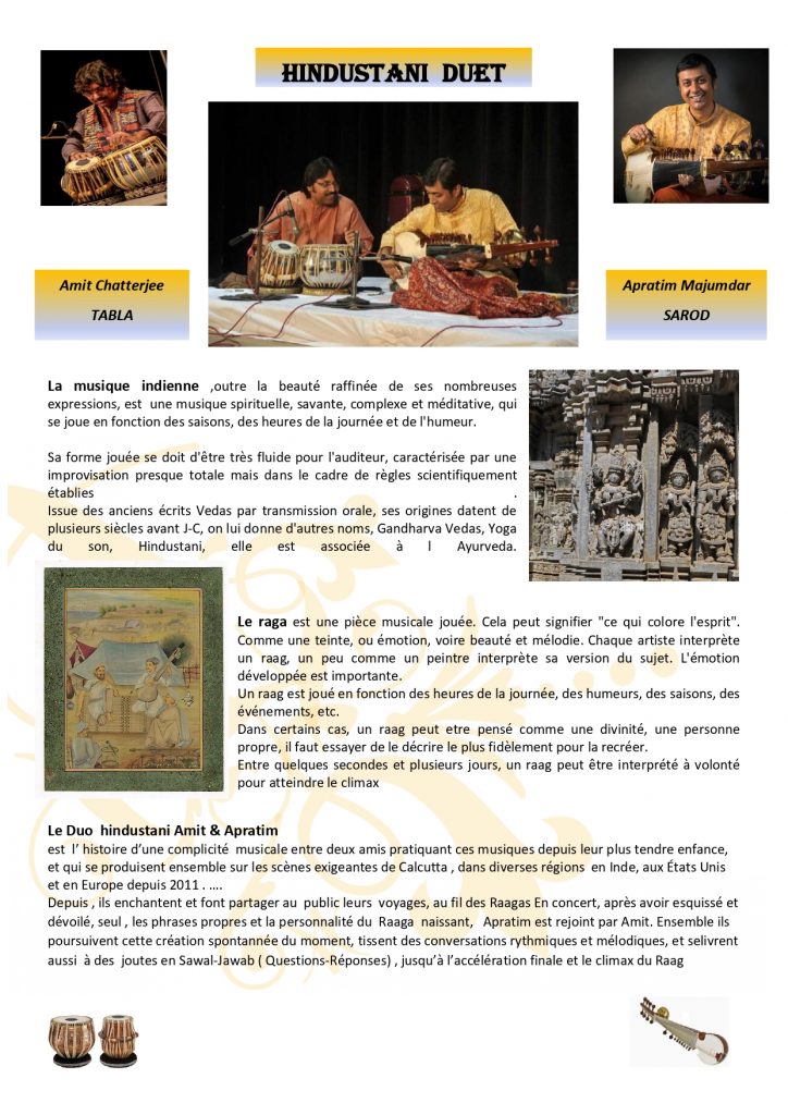 Concert de musique indienne à l'Atelier de Yoga et de Sophrologie Lille